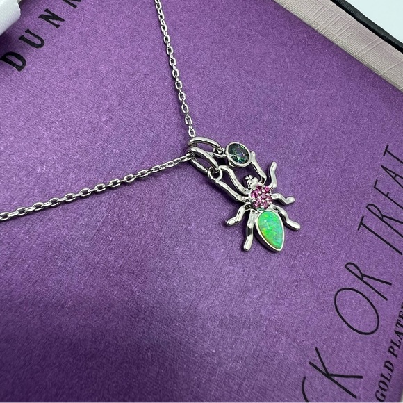 NEW Rae Dunn 14KT Gold Plated Halloween Spider Necklace Trick or Treat Edition - Picture 7 of 9